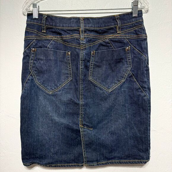 Vintage Daisy Fuentes Denim Skirt Dark Blue Jean Long Y2K 90s Modest Women sz 6 - Picture 11 of 11
